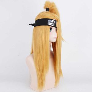 Akactuki Cosplay perruques halloween Deidara cosplay perruque pour hommes Long or postiche costume Y0913