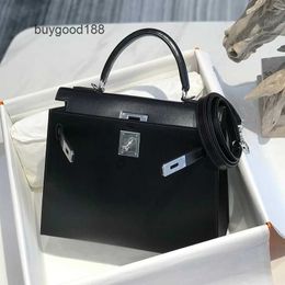 Akilyle sac de luxe design boîte brillante en cuir de veau noir haut de gamme cousu à la main fil de cire de miel commander sac pour femme