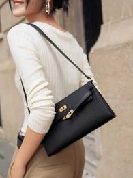 Akilyle Sac fourre-tout de luxe de styliste, sac sous les bras, long en cuir véritable, sac à main, bandoulière simple, sac pour téléphone, paquet de cartes à clip