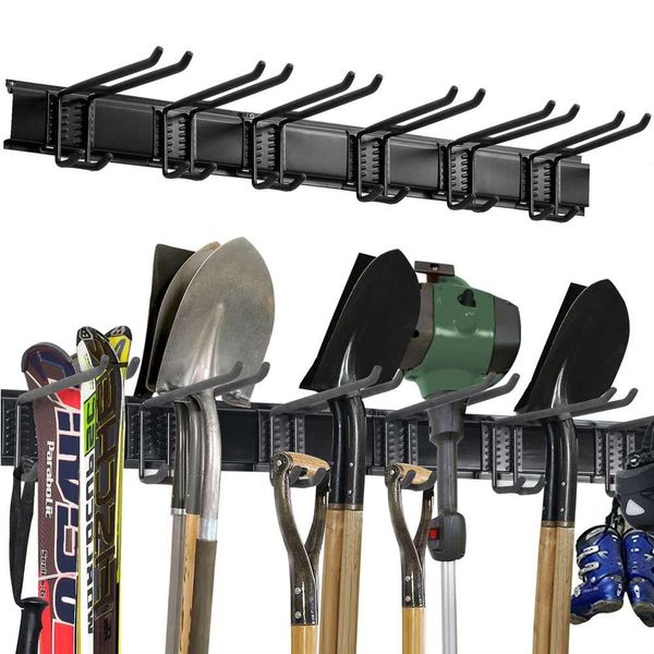 Aking Ace Mount Rack, organisateur de rangement de garage robuste, crochets muraux et cintres pour outils de jardin, peut contenir jusqu'à 350 lb noir