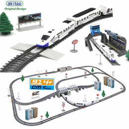 Akitoo 1020 Simulation de véhicule à moteur ferroviaire à grande vitesse Voiture de train Train électrique Harmonie Train à balles Moule de jouet pour enfants LJ200930