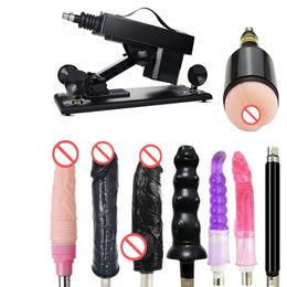 AKKAJJ Muebles sexuales Máquinas de empuje Pistola Conector 3XLR Juguetes automáticos para adultos con velocidad ajustable