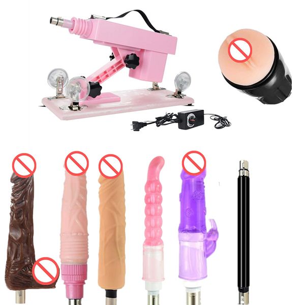 AKKAJJ Thrusting Massage Sex Furniture Toy para mujeres y hombres Potente ametralladora ajustable de empuje con accesorios (rosa)