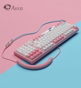 Akko Cable de cable de teclado mecánico personalizado Typec Gran Aviador enrollado Akko Midnight Neon PinkKeyboard Ocean Cable2090094