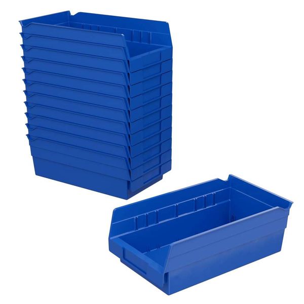 Akro-mils 30130 Organizador de plástico y contenedores de almacenamiento para refrigerador, cocina, gabinete o despensa, 12 pulgadas, 6 pulgadas x 4 pulgadas, azul, paquete de 12