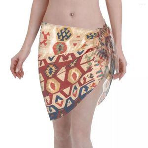 Aksaray Tribal Tribal antique turc Kilim Swimwwear Pareo Scarf Cover Ups Femmes Perspective jupe à lacets Bikini de plage