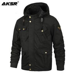 AKSR Mens Herfst Winter Thermische Katoen Bovenkleding Mannen Militaire Hooded Jacket Mannelijke Plus Size Jassen Jas Merk Kleding 201114