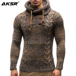 AKSR hiver épais chaud pull en coton à capuche à manches longues pulls à col roulé pulls masculins marque hommes vêtements pull tricoté 201026