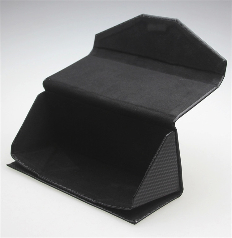 Lightweight PU Leather Foldable Eyeglasses Case Triangle Design For