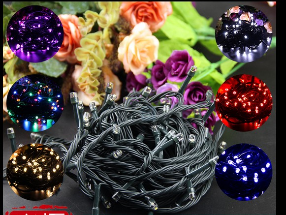 10M/20M 100/200LED Christmas Strings lights flash lamps blackish green line background highlighting waterproof thick thread tail plug