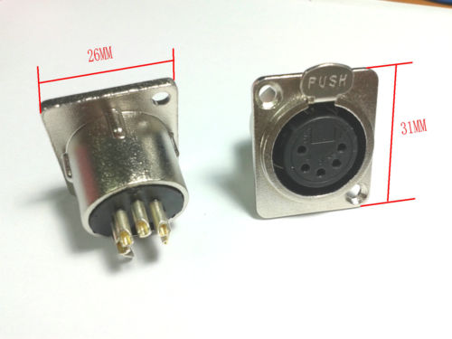 2pcs XLR 5 Pin Kvinnlig löddämpare-chassi