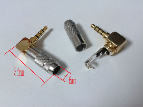 20 Stück Messing 3,5 mm Stecker 4-polig abgewinkelt Jack Solder DIY Silber