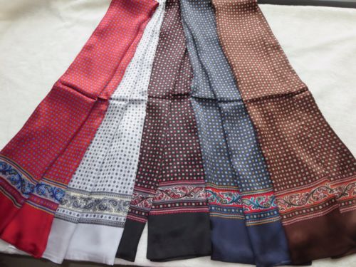 Män Real Mulberry Silk Scarf Double Layer Silky Cravat Neckerchief Vintage Fashion