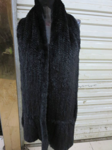 mens womens elegant fashion real mink fur knitted fishtail scarf black