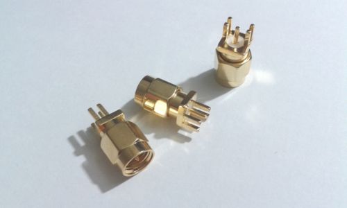 100pcs Gold Brass SMA male plug solder for PCB clip edge mount RF connectors274m