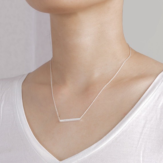 2014-Fashion-18k-Silver-Square-Bar-Necklace-Free-Shipping (2)