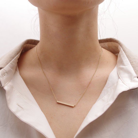 2014-Fashion-18K-Gold-Square-Bar-Necklace-Free-Shipping (3)