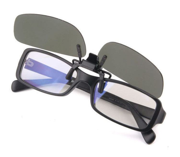 Polarized Clip On Flip Up Rimless Sunglasses Mens/Womens Plastic Frame