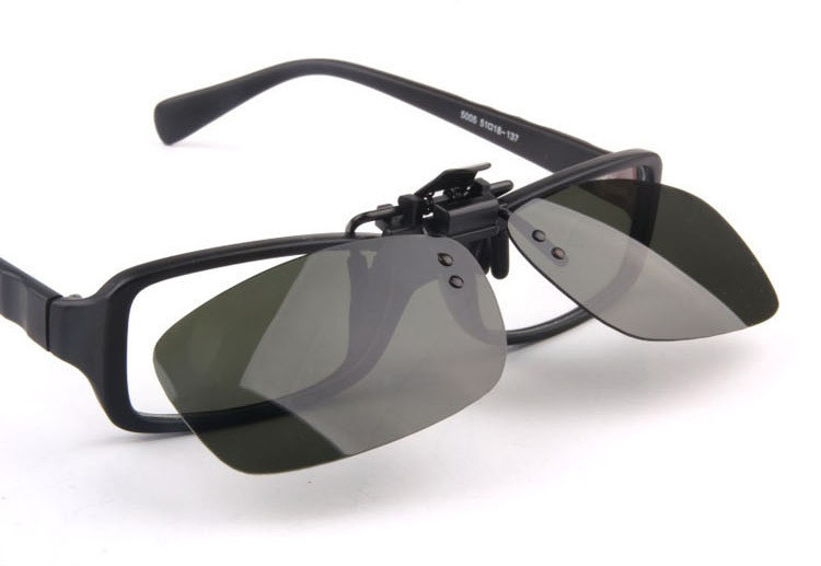 Polarized Clip On Flip Up Rimless Sunglasses Mens/Womens Plastic Frame