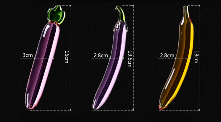Female Transparent Fruit And Vegetables Crystal Glass Penis Dildo Stick