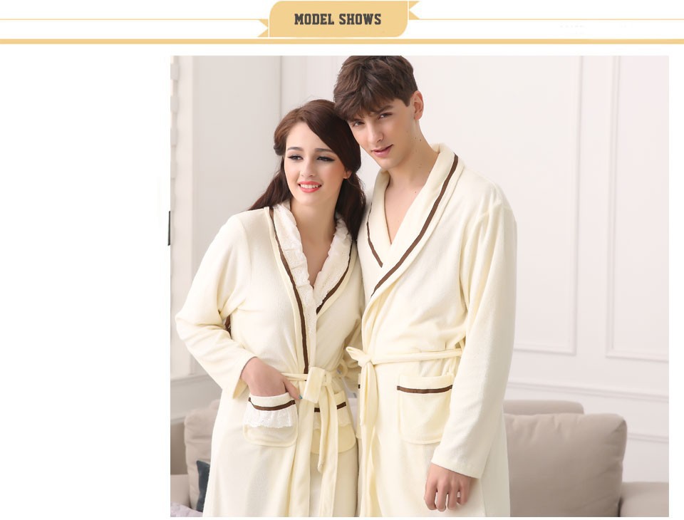 2015 New Luxury Couples Robe Lovers Pajamas Nightgown Terry Towel