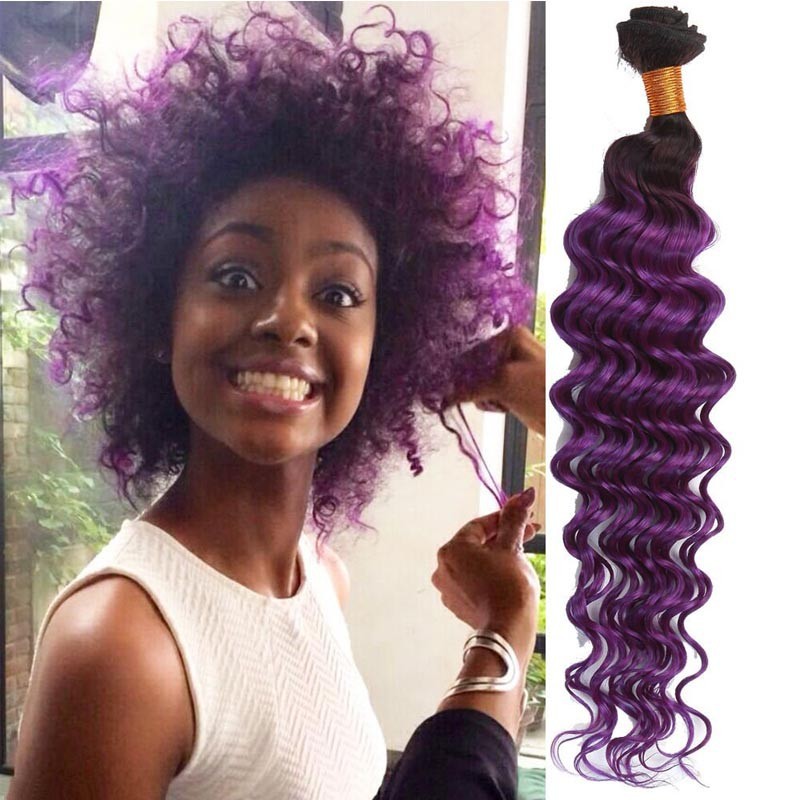 3 Bundles Purple Rosa Hair Brazilian Deep Wave Remy Hair Weft