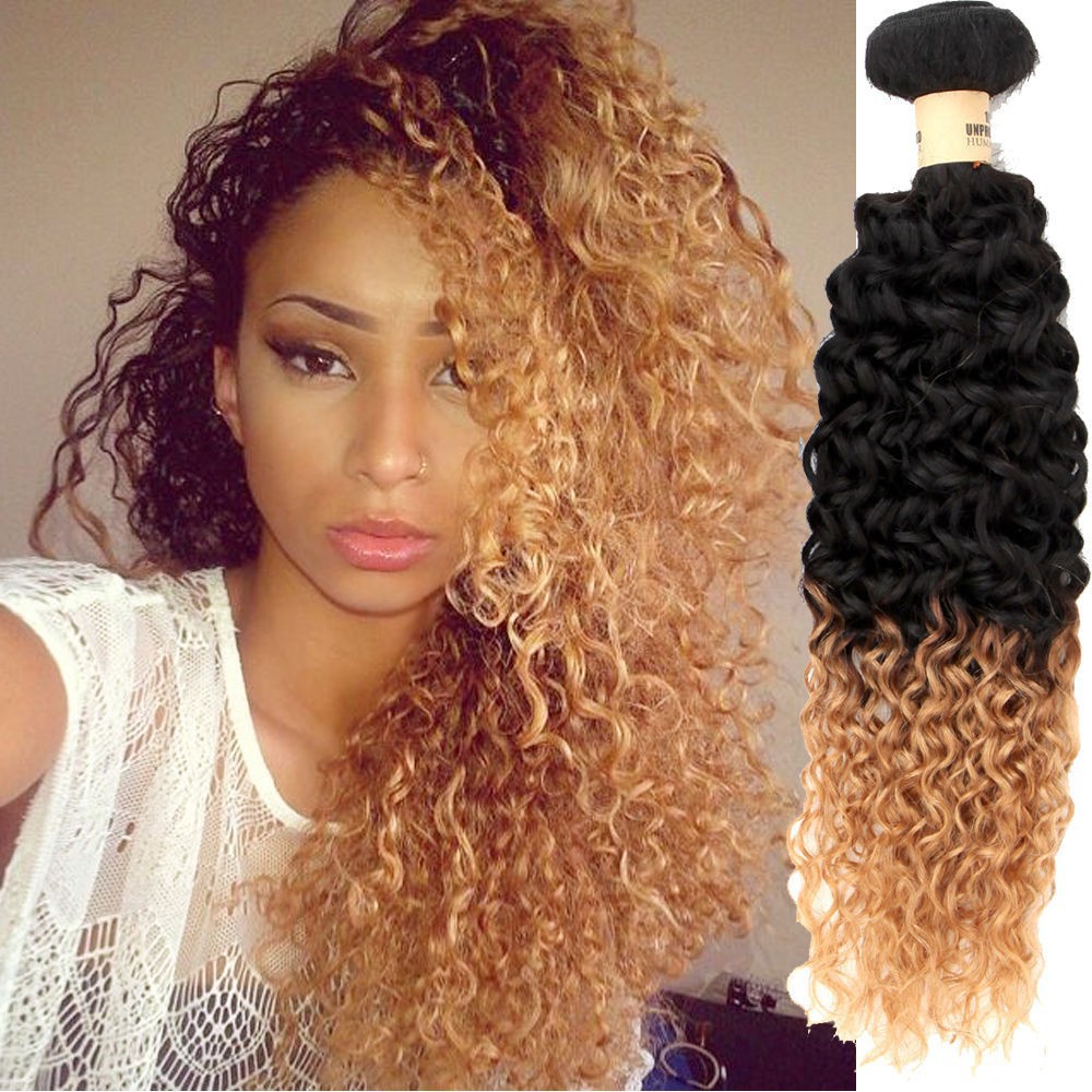 Perruque 1b 27 Blonde Peruvian Hair Weave Curly Ombre Peruvian