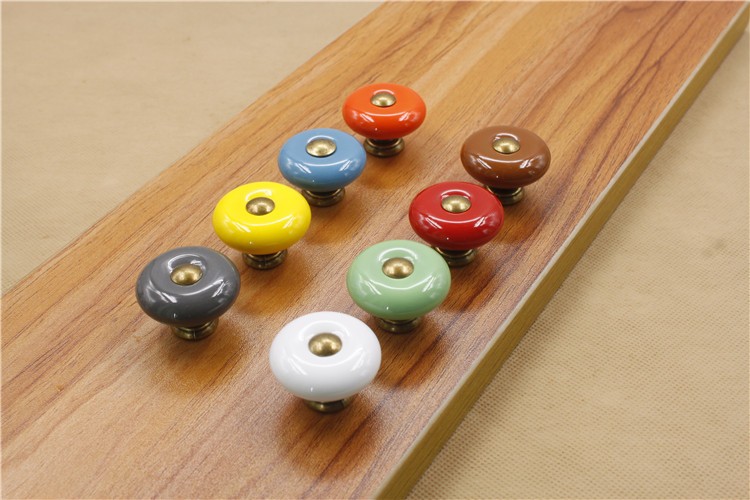 2019 Large Size Bronze Center Red Green Gray White Orange Blue Brown Yellow Ceramic Single Door Knob Cabinet Handle Drawer Pull 225 From Reader9901
