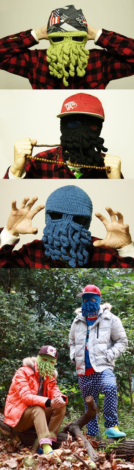 1x Unique Style Knitted Crochet Wool Ski Face Mask Octopus ...