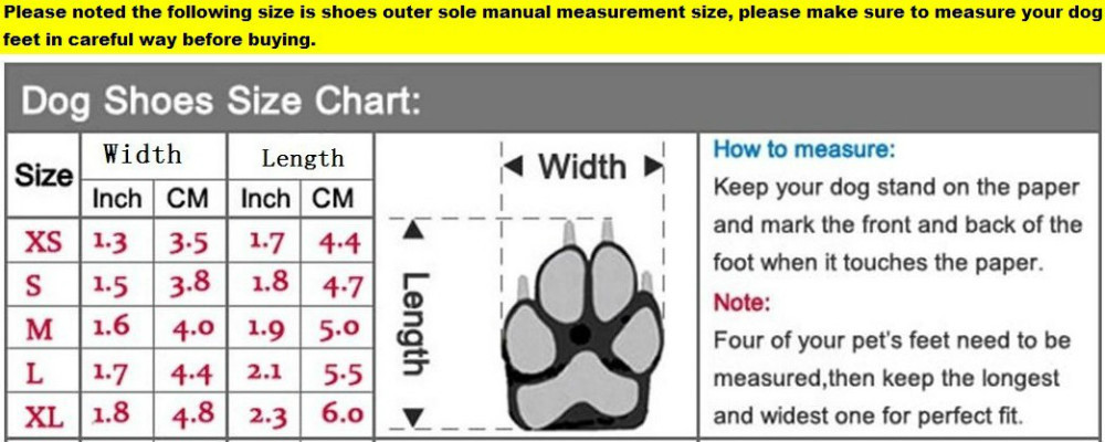 Dog Shoe Size Chart