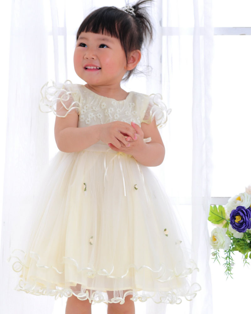 Toddler Kid baby girl solide Fleur Robe d'été à rayures Princess Party robe de vêtements 