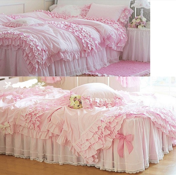 Bedding Slanting 100 Stripe Cotton Pure White Pink Princess