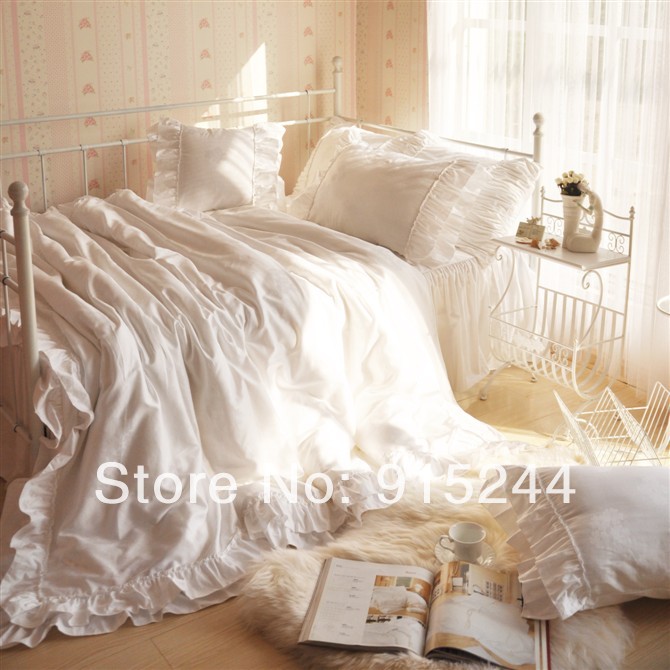 Bedding Slanting 100 Stripe Cotton Pure White Pink Princess