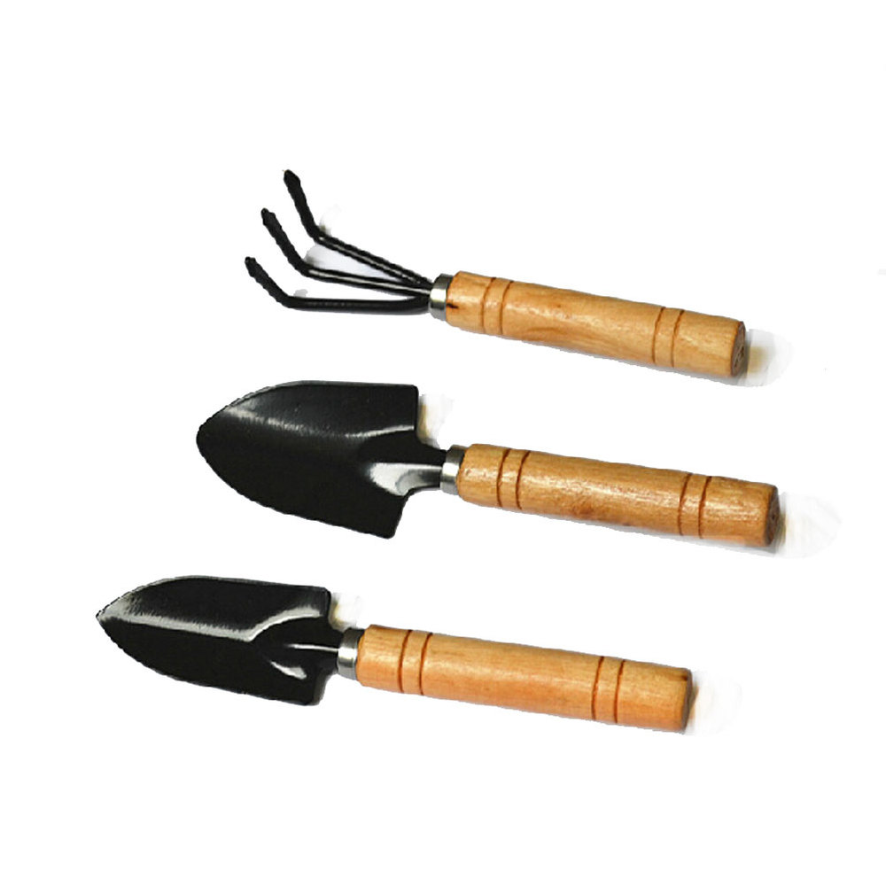 2021 Set Wooden Handle Stainless Steel Rake Spade Shovel Digging Trowel
