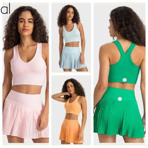 AL-0003 Conjunto de ropa deportiva para mujer, falda plisada a la moda, sujetador de Yoga para deportes al aire libre, cintura elástica