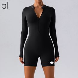 AL-0054 Mono de manga larga con cremallera para mujer, mono de entrenamiento de baile, ejercicio físico, traje de Yoga Sexy