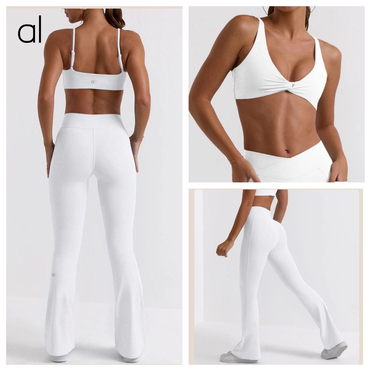 AL-072 Yoga Womens Shock Affrotta di pantaloni reggiseni Abbigliamento Lady Sports Yoga Set Ladies Pantaloni Esercizio Fitness Wear Girls Giring Leggings Gym Slim Slimt Sets