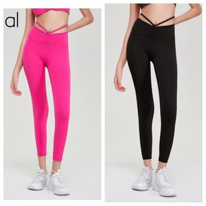 Pantalon de Yoga professionnel pour femmes, taille haute, serré, élastique, couleur chair, Slim, assorti, Leggings de sport, AL-082