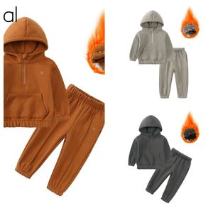 AL-085 enfants 3DLogo sweats à capuche pantalons ensembles épais pleine fermeture éclair sweats à capuche ligne de rupture décontracté Streetwear deux pièces ensemble