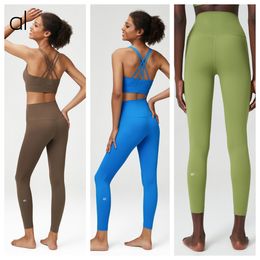 AL-101 Femmes pantalons de Yoga Leggings taille haute vêtements d'entraînement noir rose couleur unie course vêtements de sport élastique Fitness dame pantalons de Sports de plein air Yoga Pants