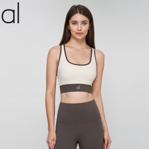 Al-110 sujetadores deportivos de yoga con gran logotipo hebilla de espalda sin costuras para mujeres+ bolsillo para el cuello de bolsillo chaleco de la piel para la piel respirando la parte superior seca rápida femenina