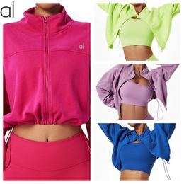 AL-111 Dames Autumn 3D Logo Women Zipper Coat Yoga Sport Hoodie Ladies Gym Training Running Long Sleeveved Coat