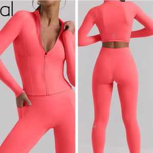 AL-184 Femmes Yoga Tenue de nouvelles chemises à manches longues + pantalon Set Gym Ladies Femmes Deux pièces