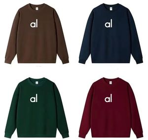 AL-2024 Women Yoga Outfit Perfect oversized sweatshirts Sweater Losse lange mouw Crop Top Fiess Workout Crew Neck Blouse Gym