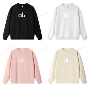 AL-2024 Conjunto de Yoga para mujer, sudaderas de gran tamaño, suéter suelto, Top corto de manga larga, blusa de cuello redondo para entrenamiento físico, gimnasio