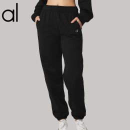 Al-218 Yogabroek Accol Joggingbroek Pluche Zwaargewicht Casual Sportbroek Relaxte pasvorm Solstice Lantern-broek met trekkoord Damesbroek Zilver 3D-logo