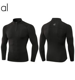 AL-247 heren kasjmier fitnesskleding in de herfst en winter, hoog-elastische nauwsluitende sport training, lange mouwen warme kraagtrui