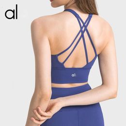 AL-625 Cross Back Integrated Fixed Cup Medium Strength Yoga Pilates Sport Bra