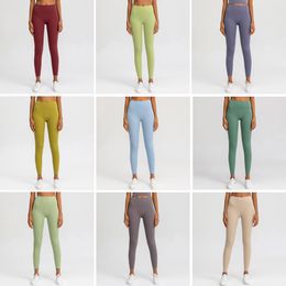 AL-778 Pantalones de yoga para mujer, mallas, ropa de entrenamiento de cintura alta, color negro, rosa, ropa de gimnasio para correr, pantalones elásticos para deportes al aire libre, traje de yoga