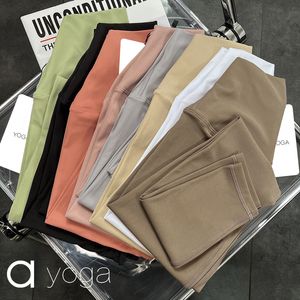 AL-8049 Tenue de yoga Leggings de yoga à neuf points pour femmes sexy Pantalon de yoga taille haute nu Hip Lift Pas de maladresse Leggings élastiques Nude Fit Pantalon de course de sport